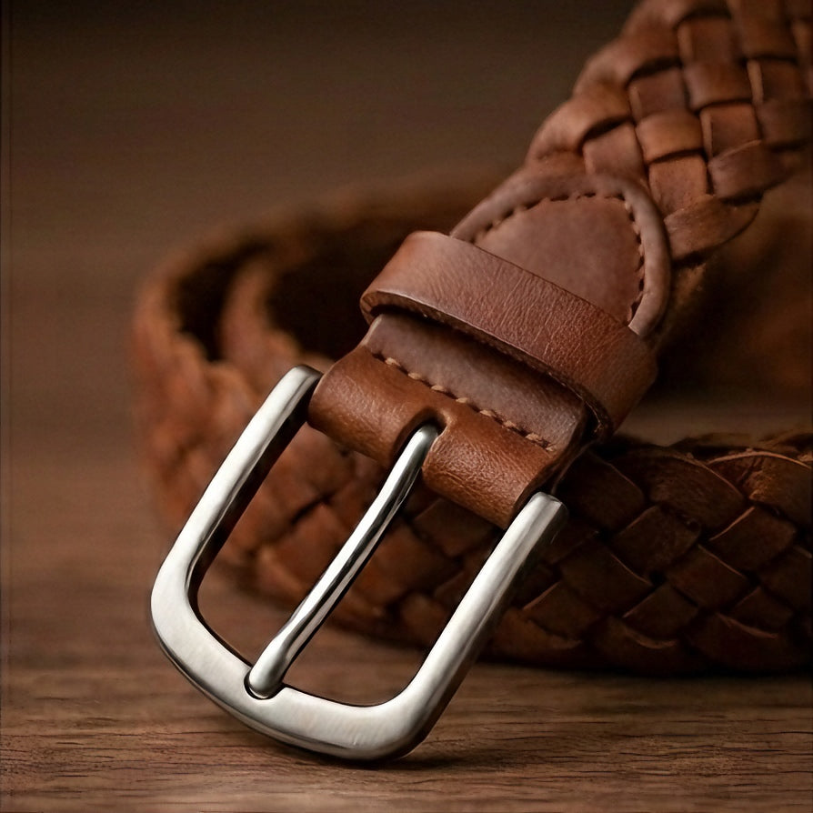 braided genuine leather belt