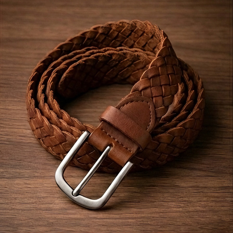 braided genuine leather belt