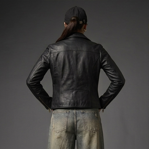 OLD VESTR Women’s Classic rider black Leather Jacket