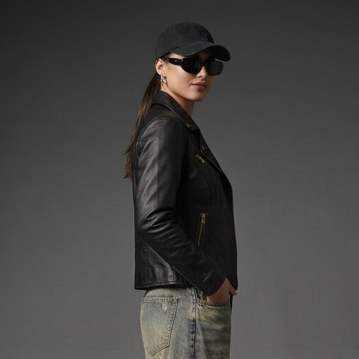 OLD VESTR Women’s Classic rider black Leather Jacket