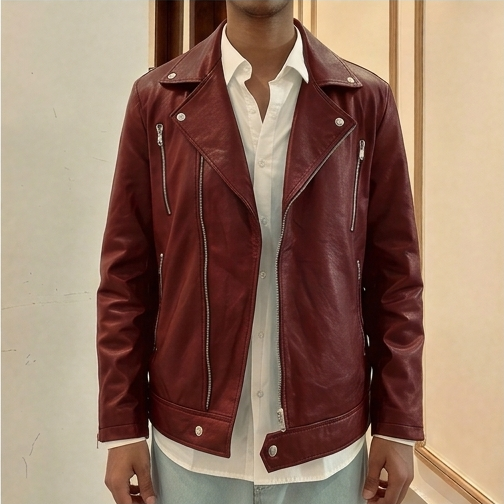 OLD VESTR CHERRY LEATHER JACKET FOR THE RIDERS
