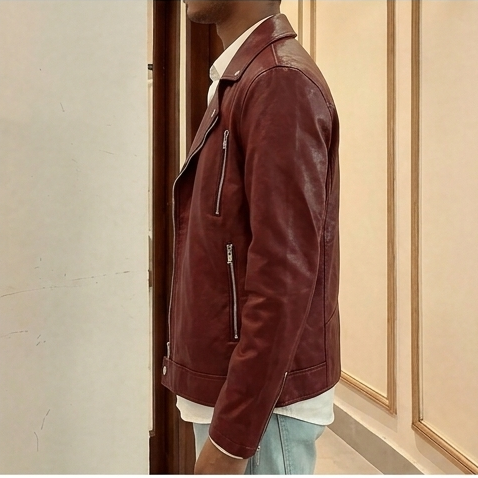 OLD VESTR CHERRY LEATHER JACKET FOR THE RIDERS