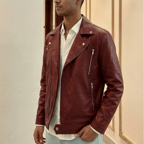OLD VESTR CHERRY LEATHER JACKET FOR THE RIDERS