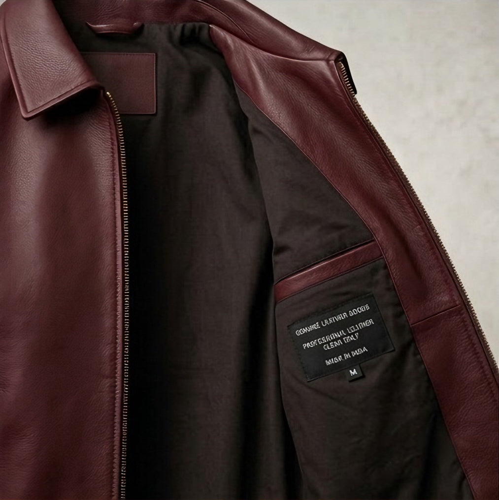 maroon genuine leather jacket