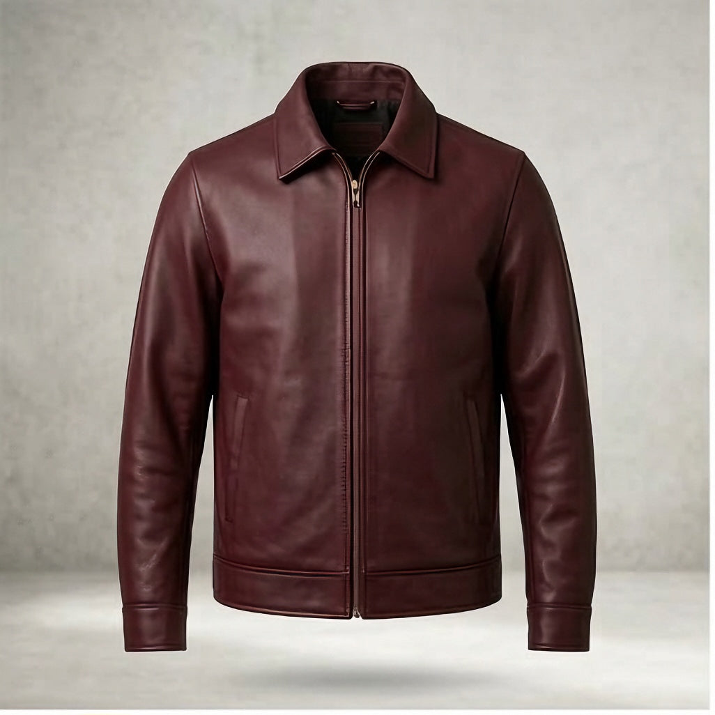 maroon genuine leather jacket