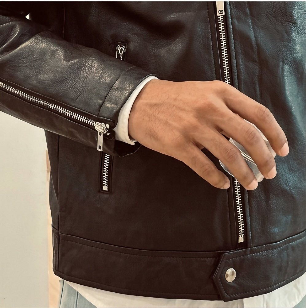 Classic Black Leather Biker Jacket