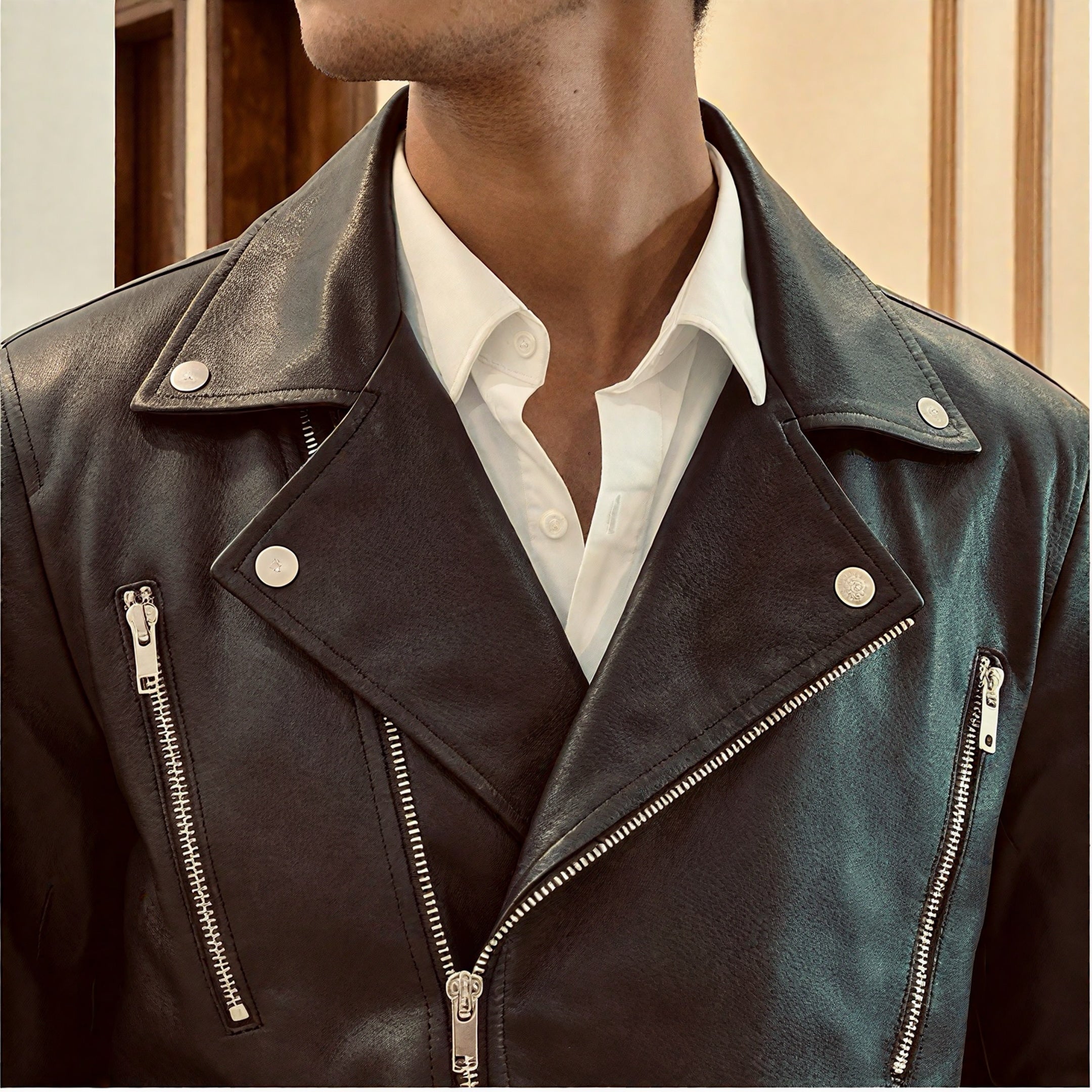 Classic Black Leather Biker Jacket