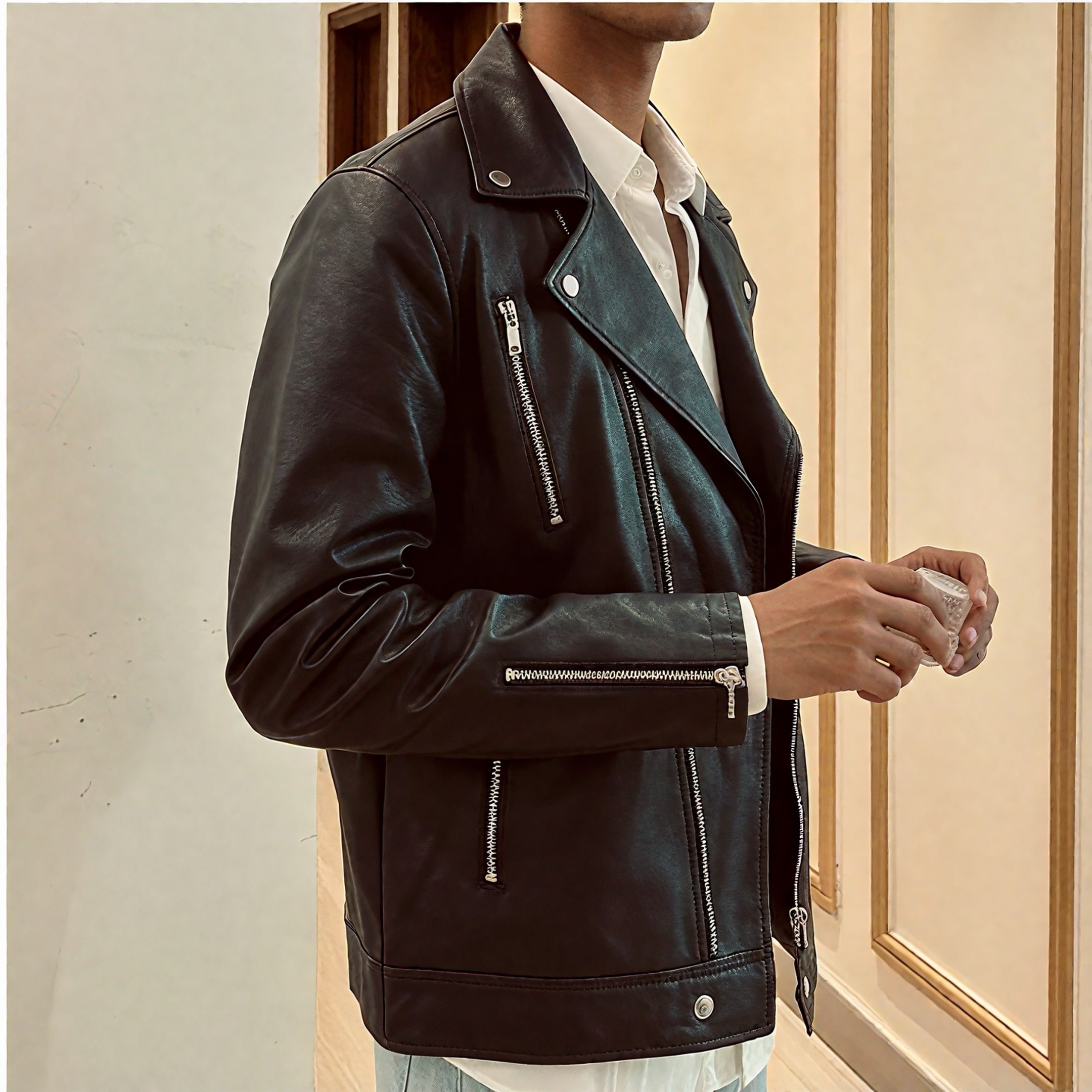 Classic Black Leather Biker Jacket