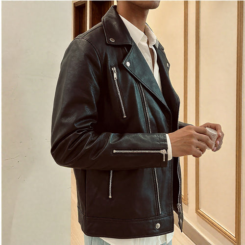 Classic Black Leather Biker Jacket