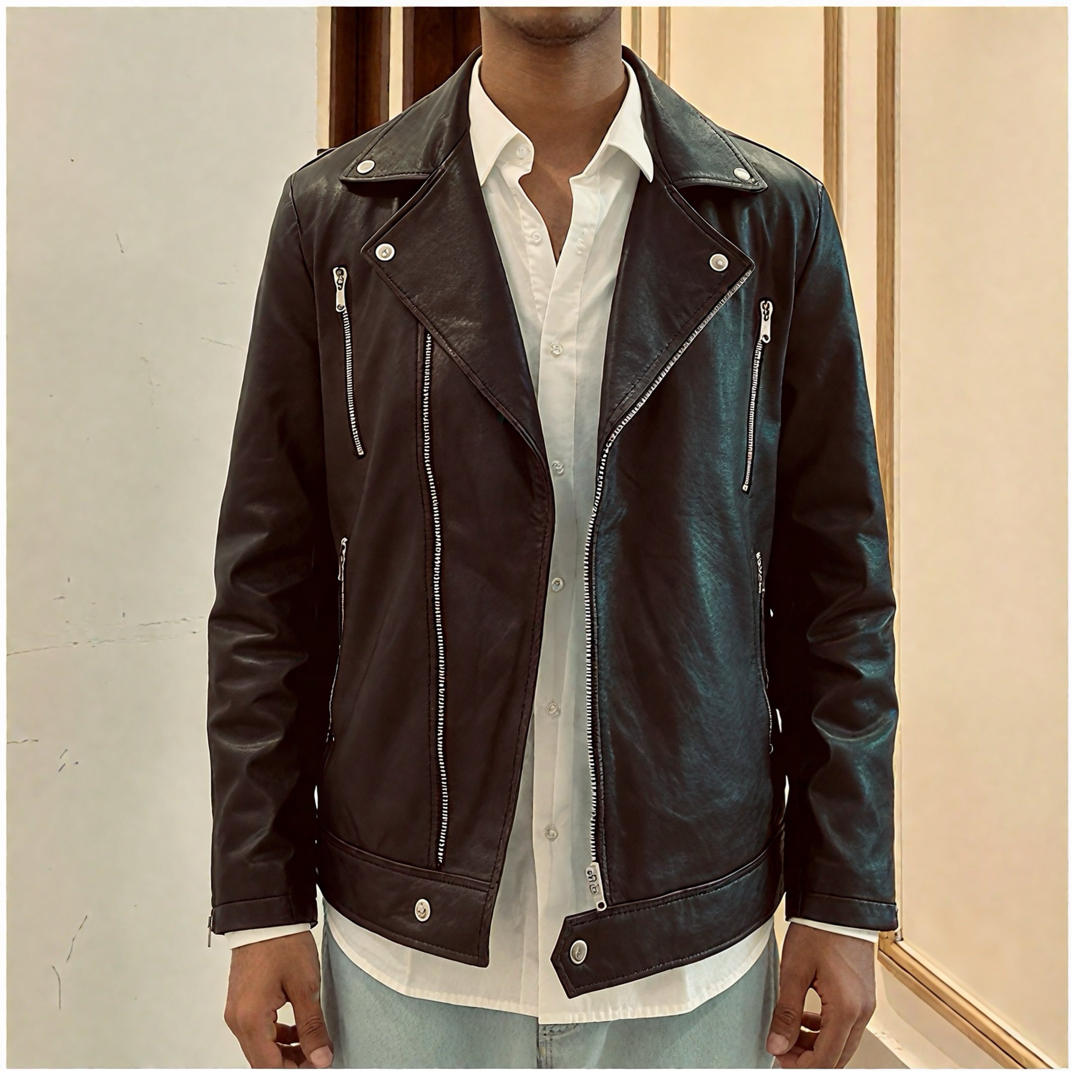 Classic Black Leather Biker Jacket