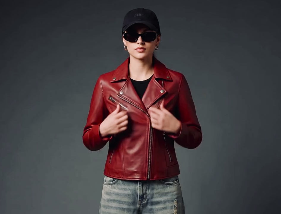 OLD VESTR Women’s Classic rider black Leather Jacket
